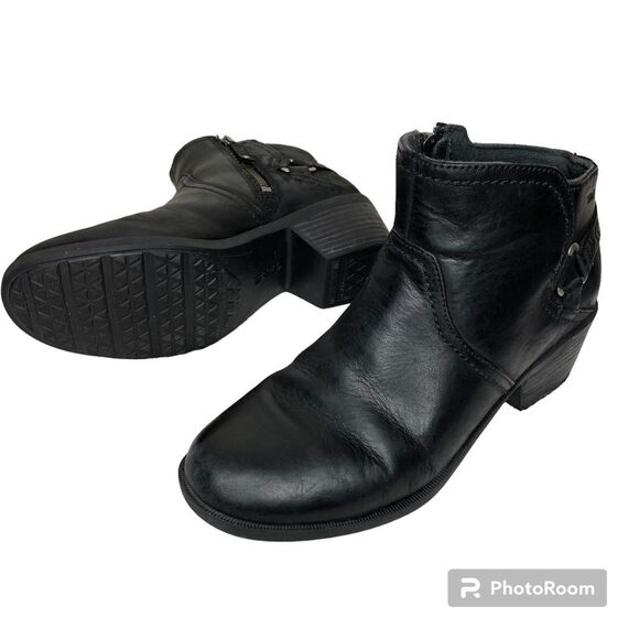 Teva Boots Foxy Leather Side Zip Ankle Booties Goth Emo Waterproof Black 8.5 - Picture 1 of 15